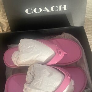 Coach Women's Vibrant Pink Sandals C logo